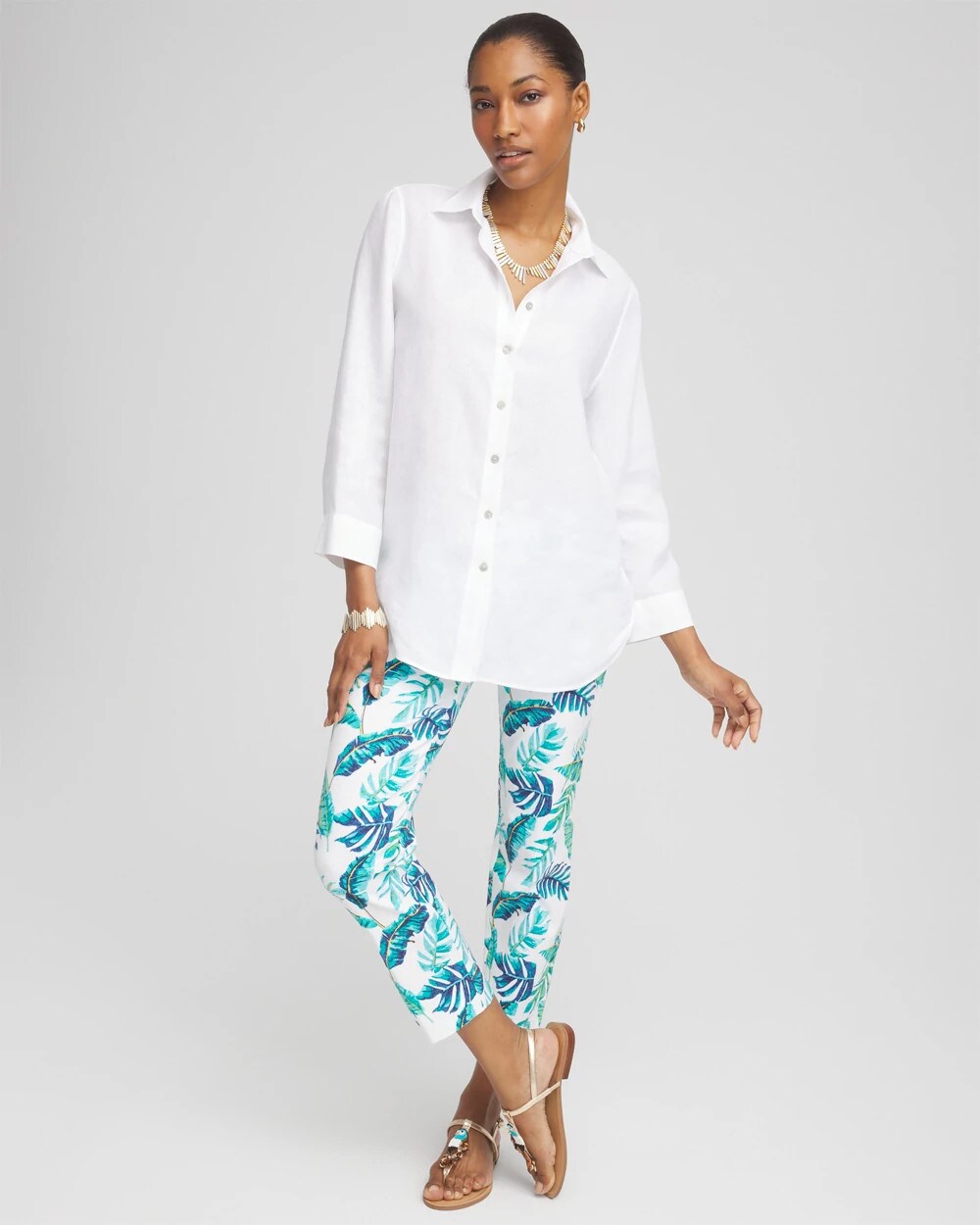 Brigitte Tropical Pull-On Cropped Pants