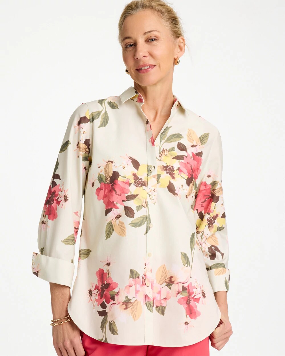 No Iron Printed Stretch Shirt
