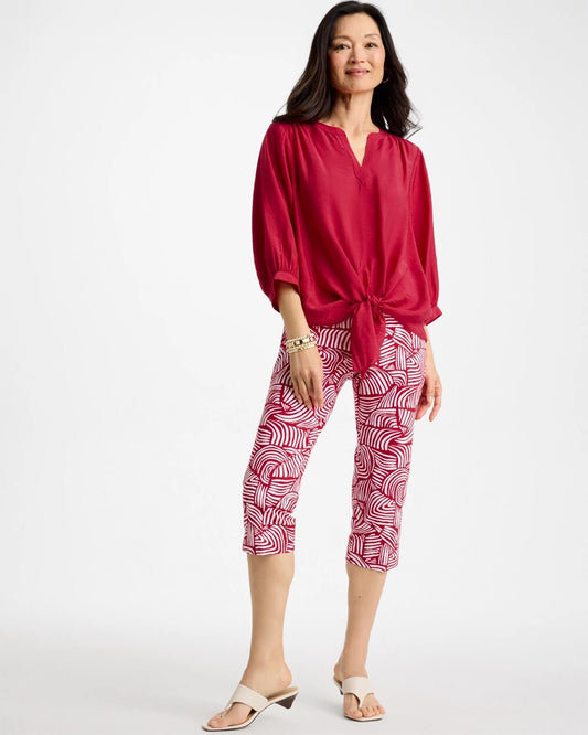 Brigitte Slim Geo Pull-On Capri Pant