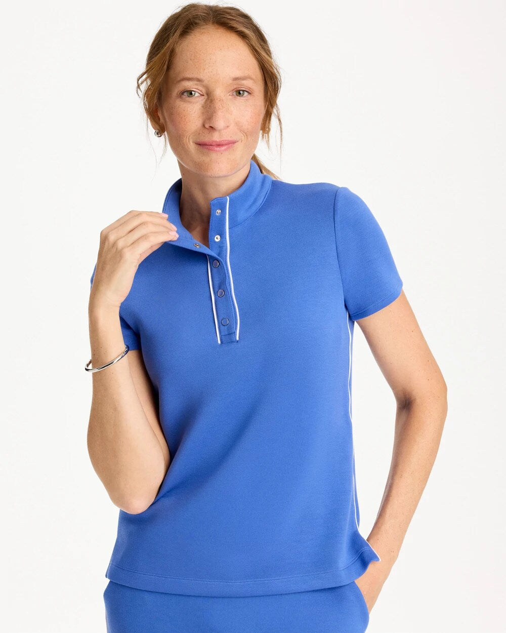 Zenergy Soft Pique Piped Pullover