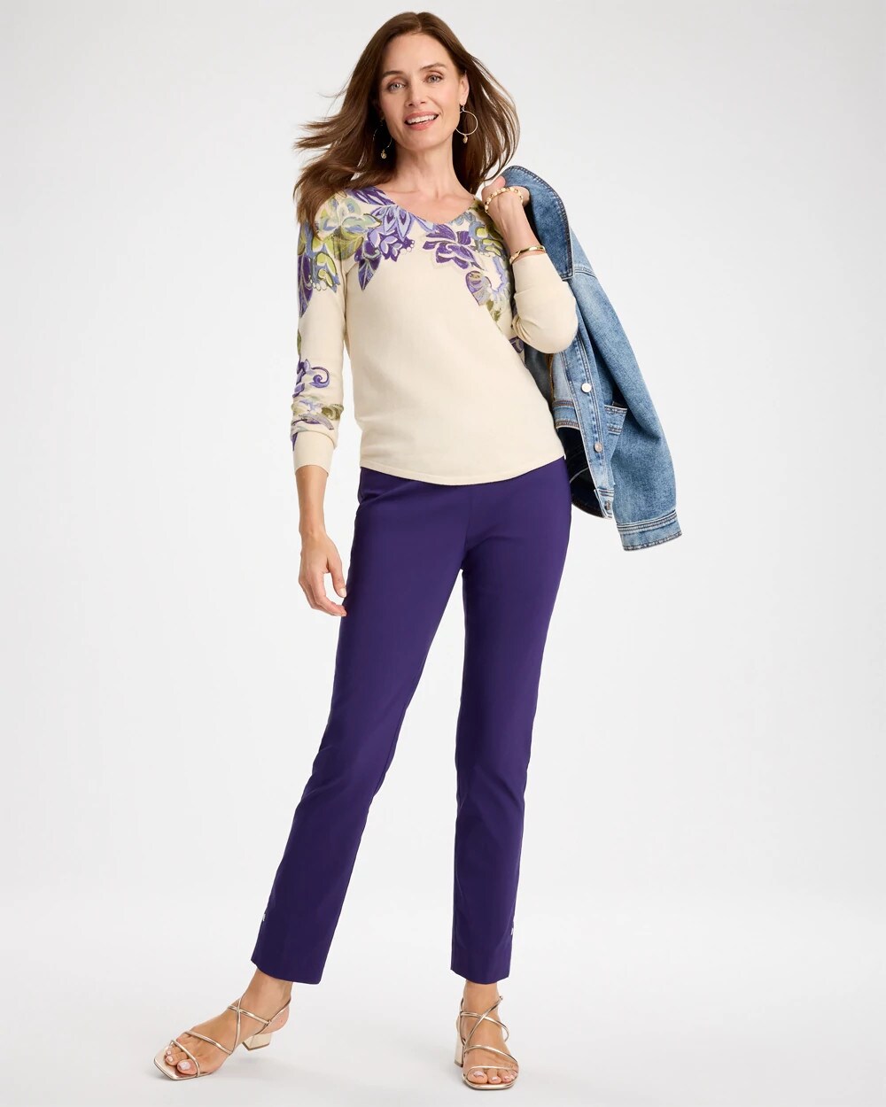 Brigitte Slim Button Hem Pants