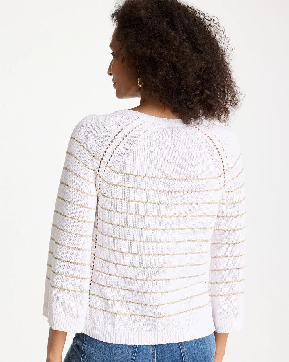 Metallic Striped Pullover Sweater