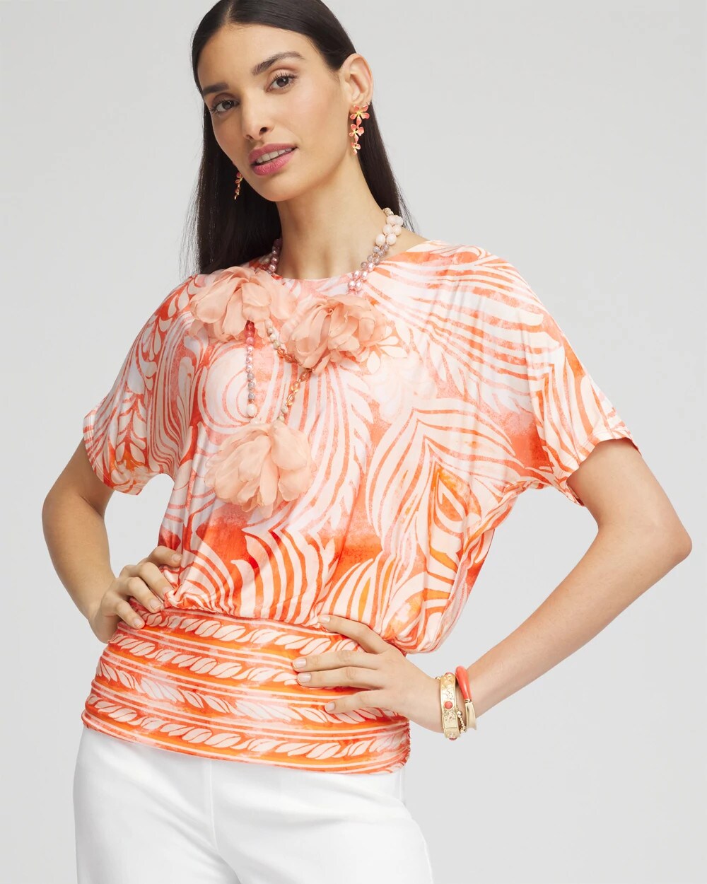 Touch of Cool Mesh Ruched Banded Hem Top
