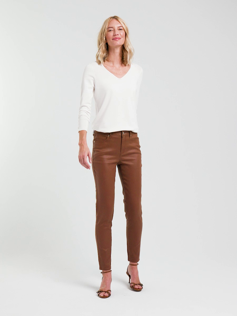 Coated Skinny Ankle Jeans