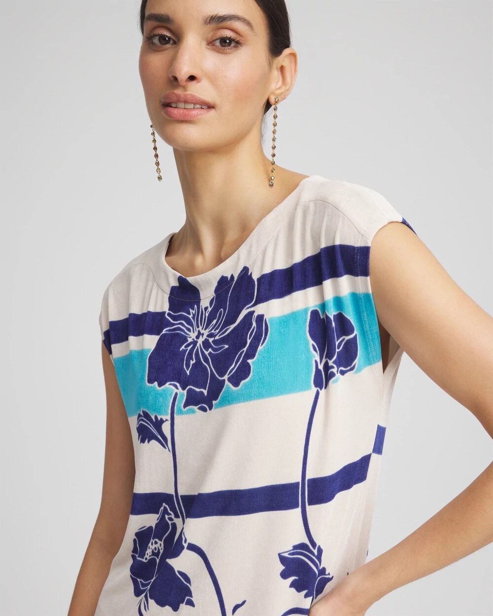 Travelers Wildflower Cap-Sleeved Column Dress