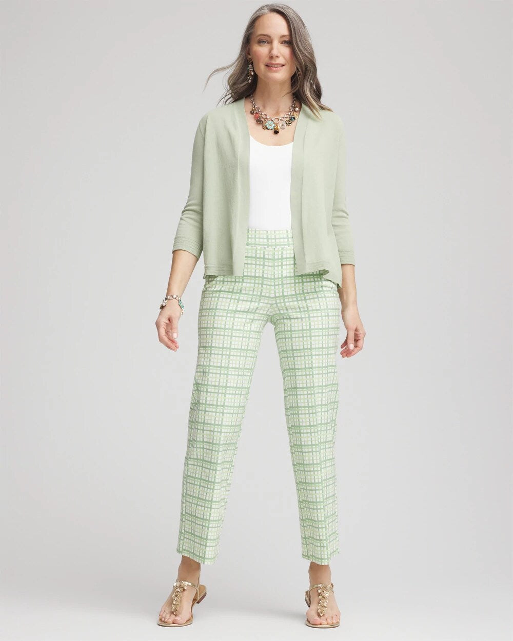 Brigitte Wide Leg Plaid Cropped Pants