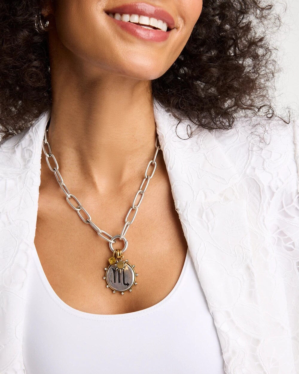 Silvertone Charm Link Necklace