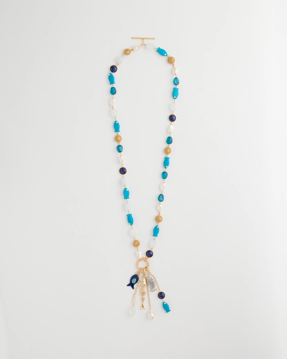 Convertible Turquoise Fish Charm Necklace