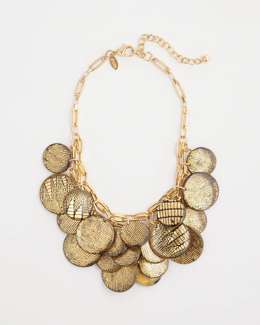 Animal Print Golden Coin Bib Necklace