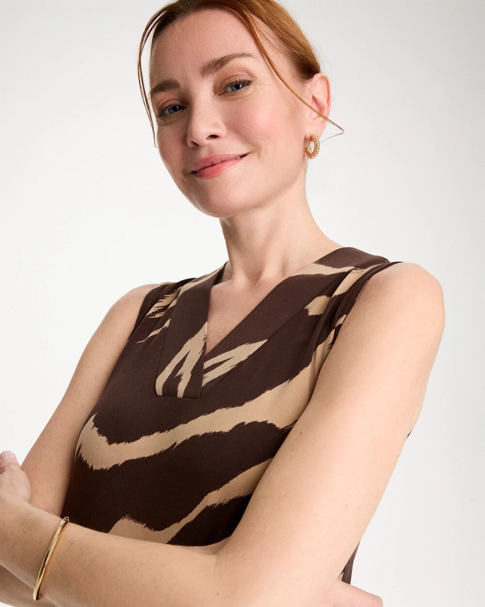 Travelers Zebra Double V-Neck Maxi Dress