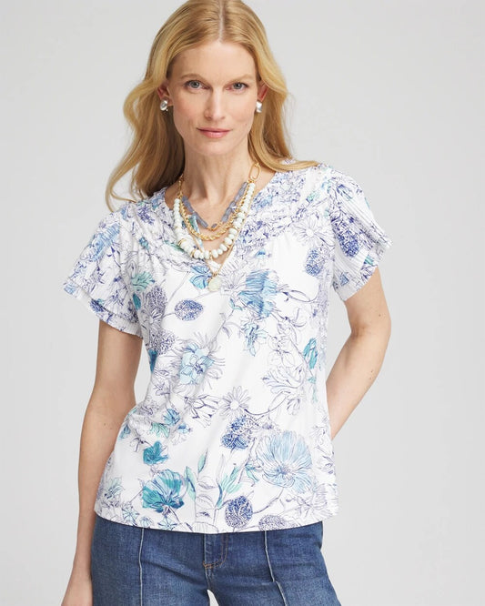 Touch of Cool Floral Flutter Sleeve Tee