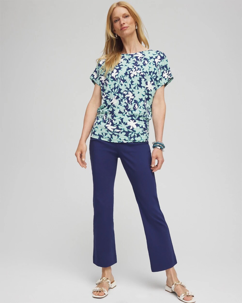 Touch of Cool Floral Banded Hem Top