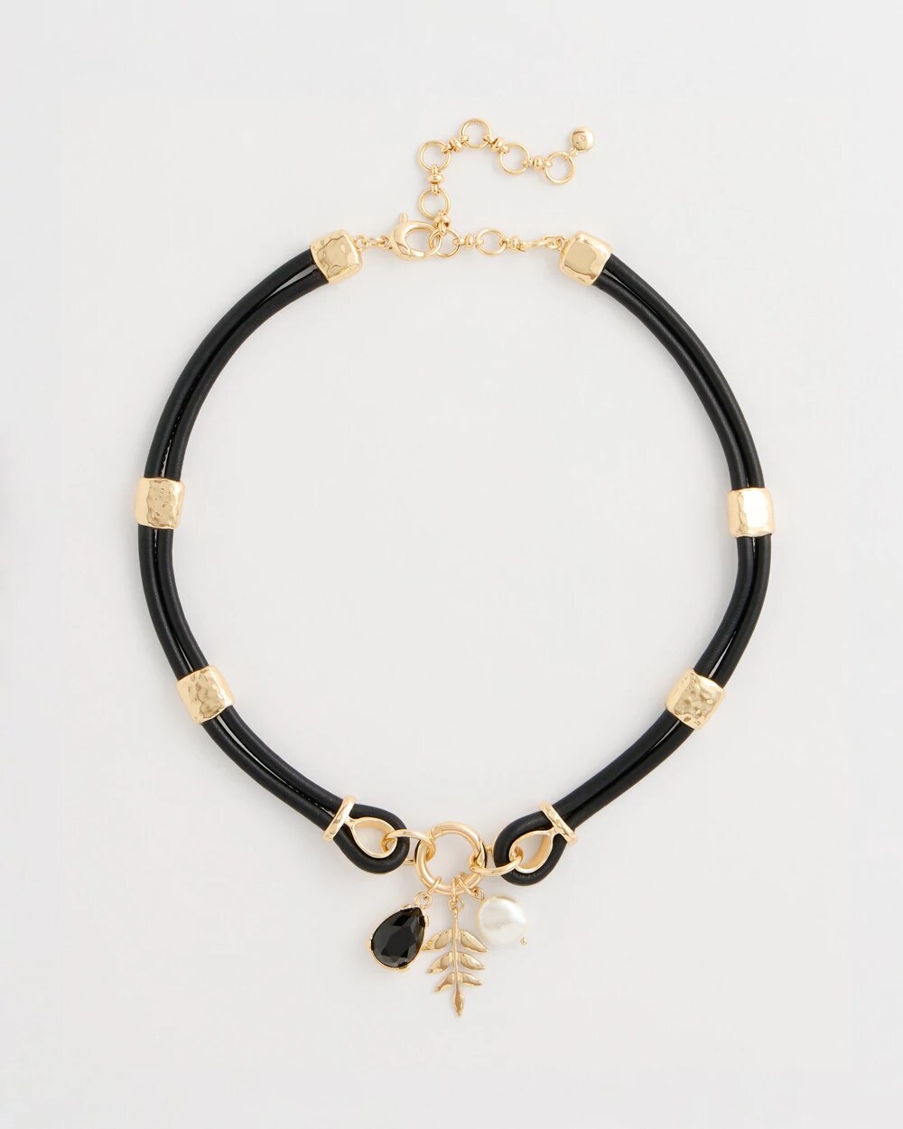 Faux Leather Charm Necklace