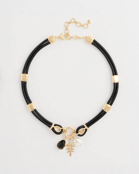 Faux Leather Charm Necklace