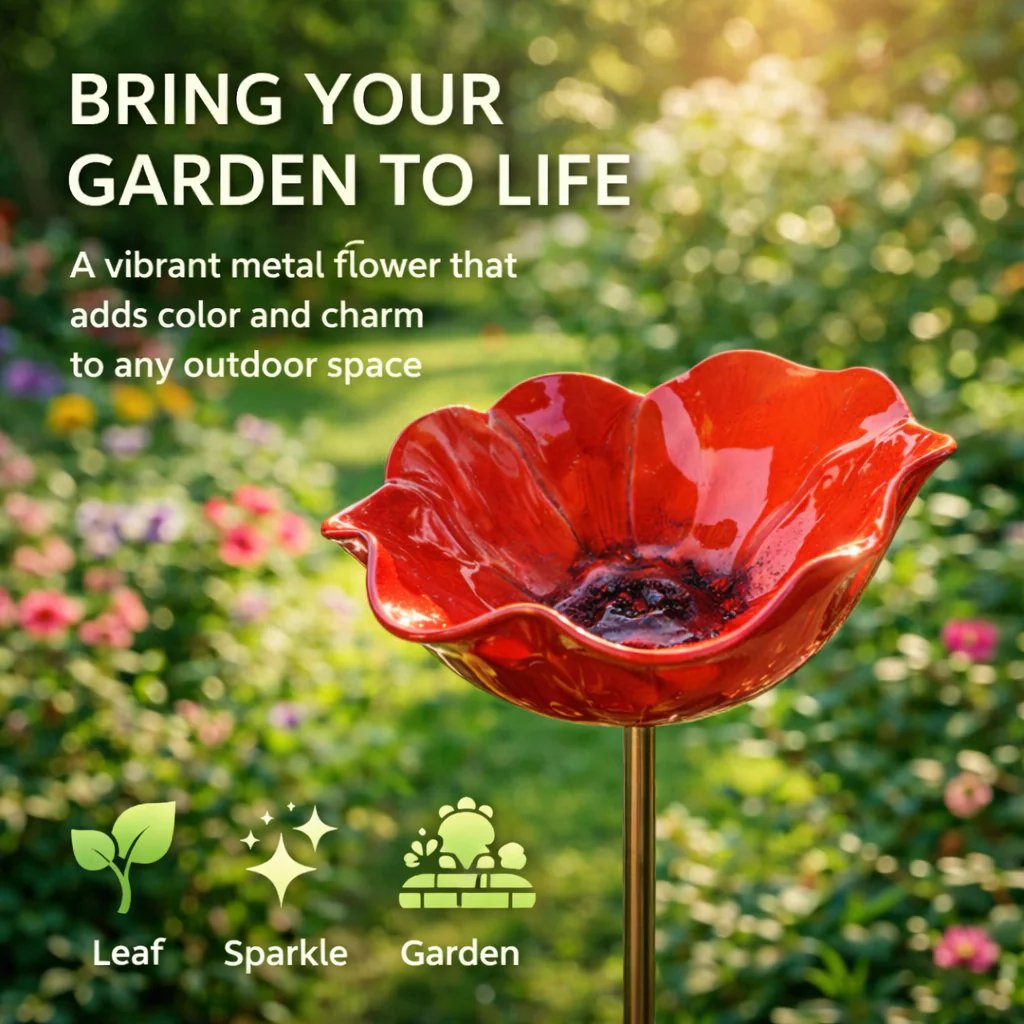 Handmade Metal Flower Garden Stake