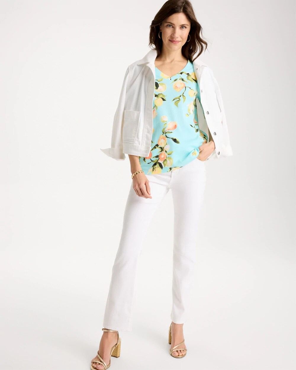 Pima Printed Elbow-Sleeve Tee