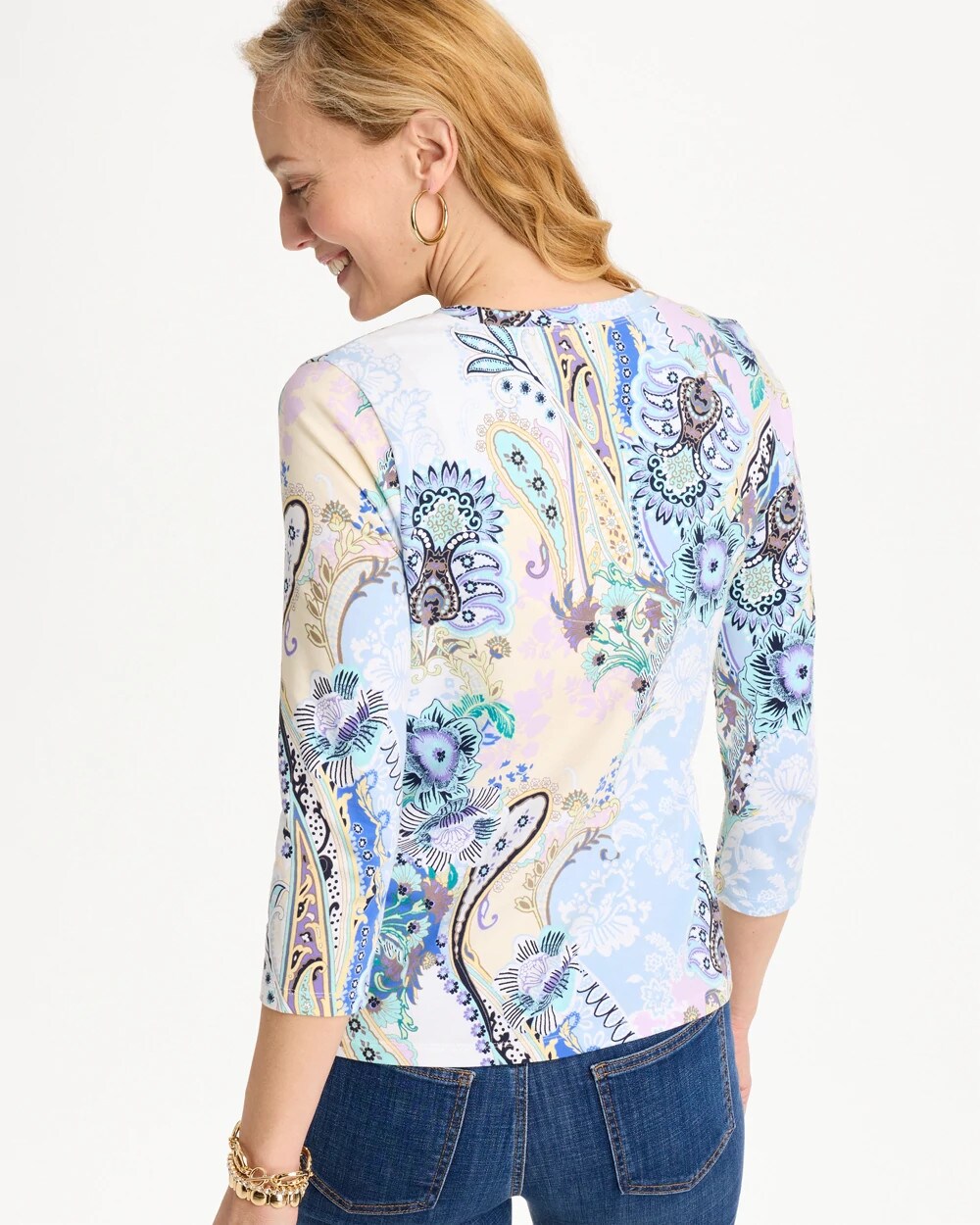 Patch Cotton Stretch 3/4 Sleeve Tee