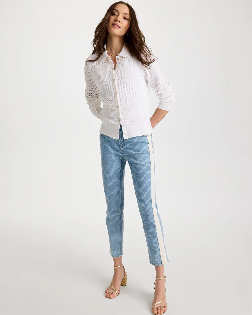 Textured Button-Front Cardigan