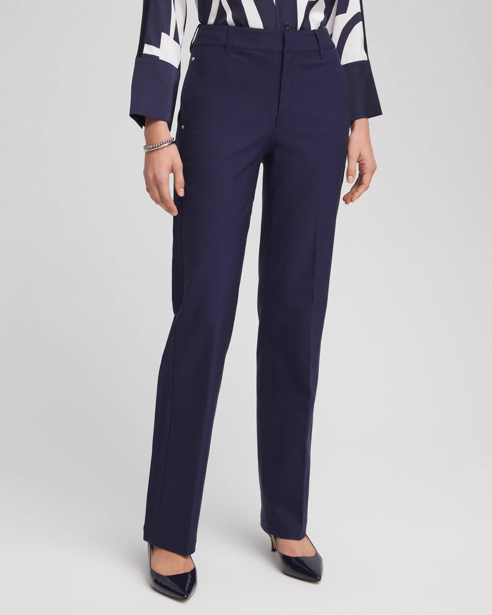Petite Cotton Straight-Leg Trousers