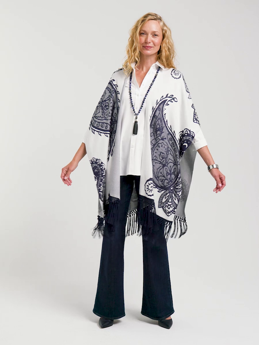 Long Knit Fringed Ruana