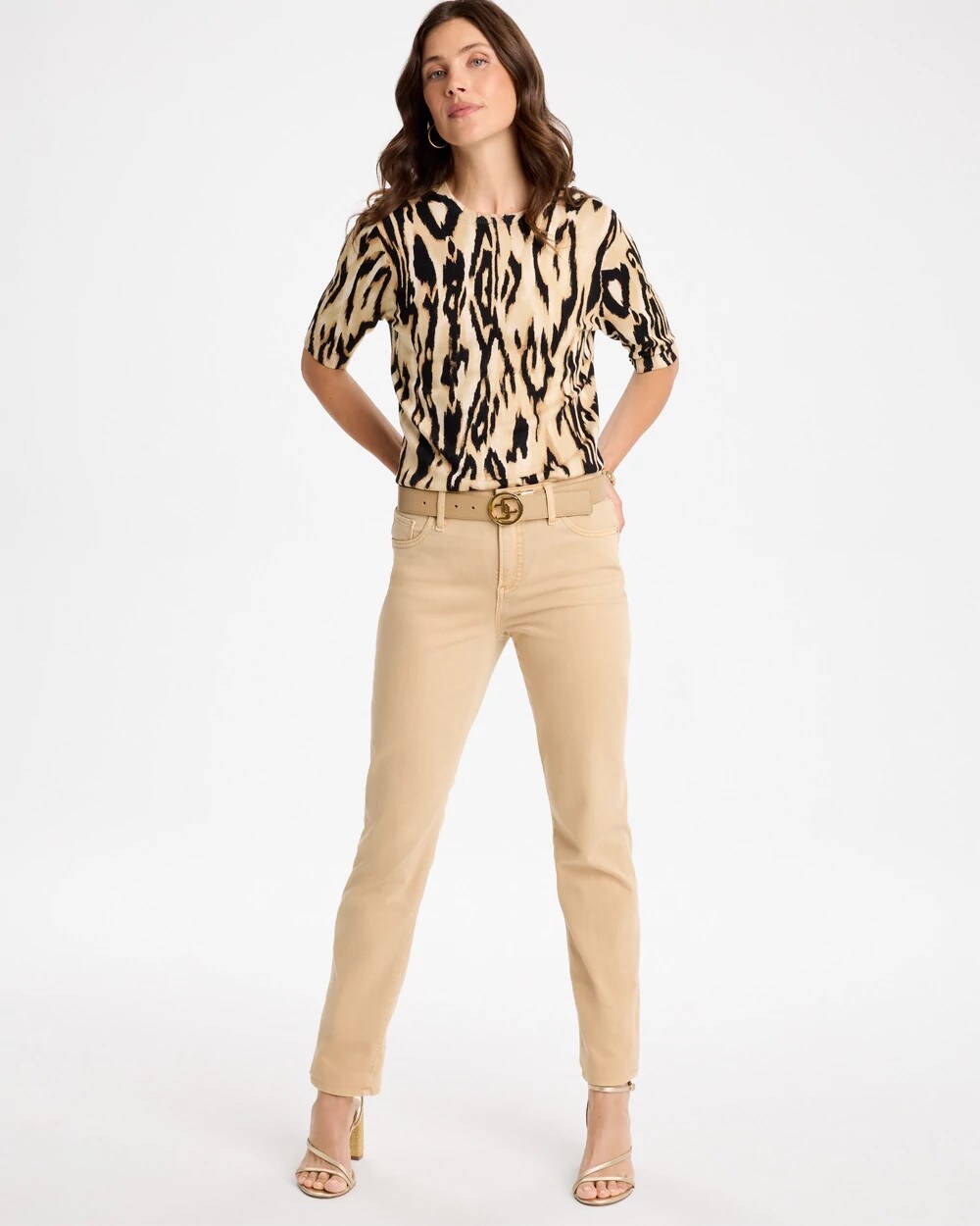 Ella Ikat Print Short-Sleeve Sweater