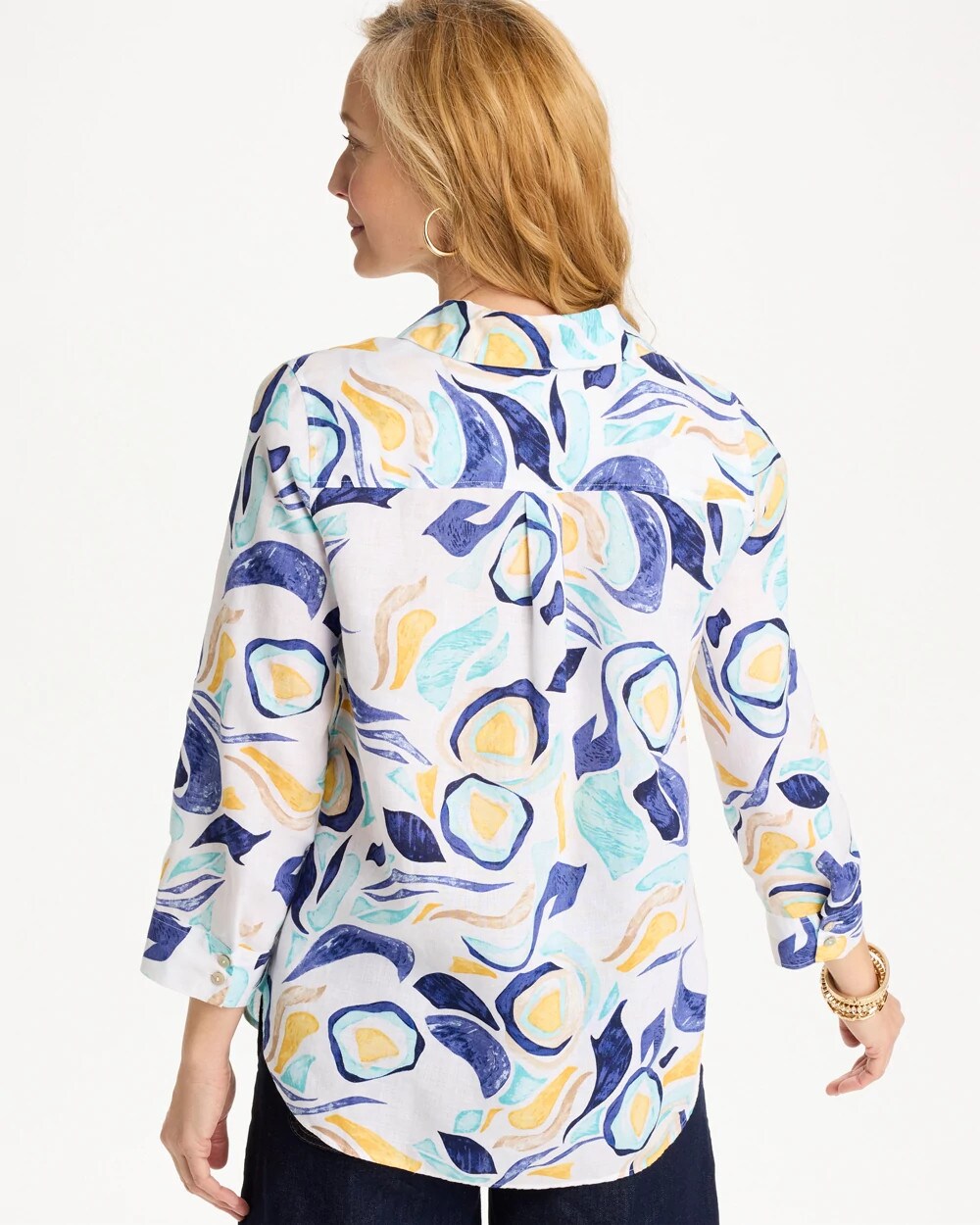 No Iron Linen Handpainted Print Shirt
