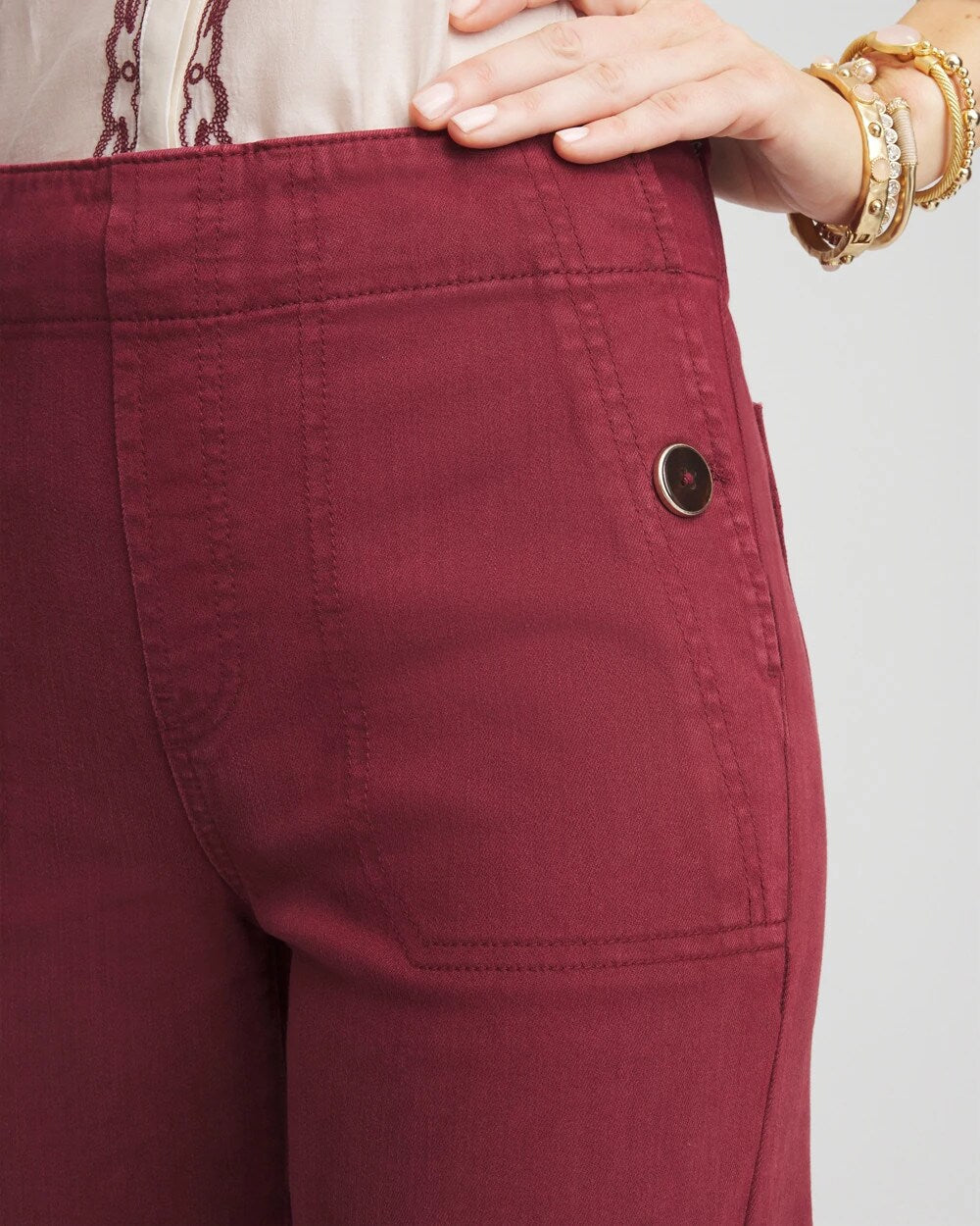 Pull-On Wide-Leg Jeans