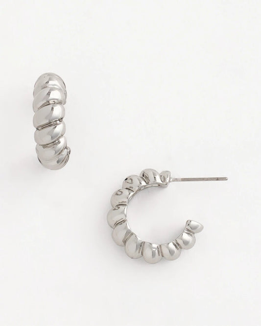No Droop Silvertone Twisted Hoop Earrings