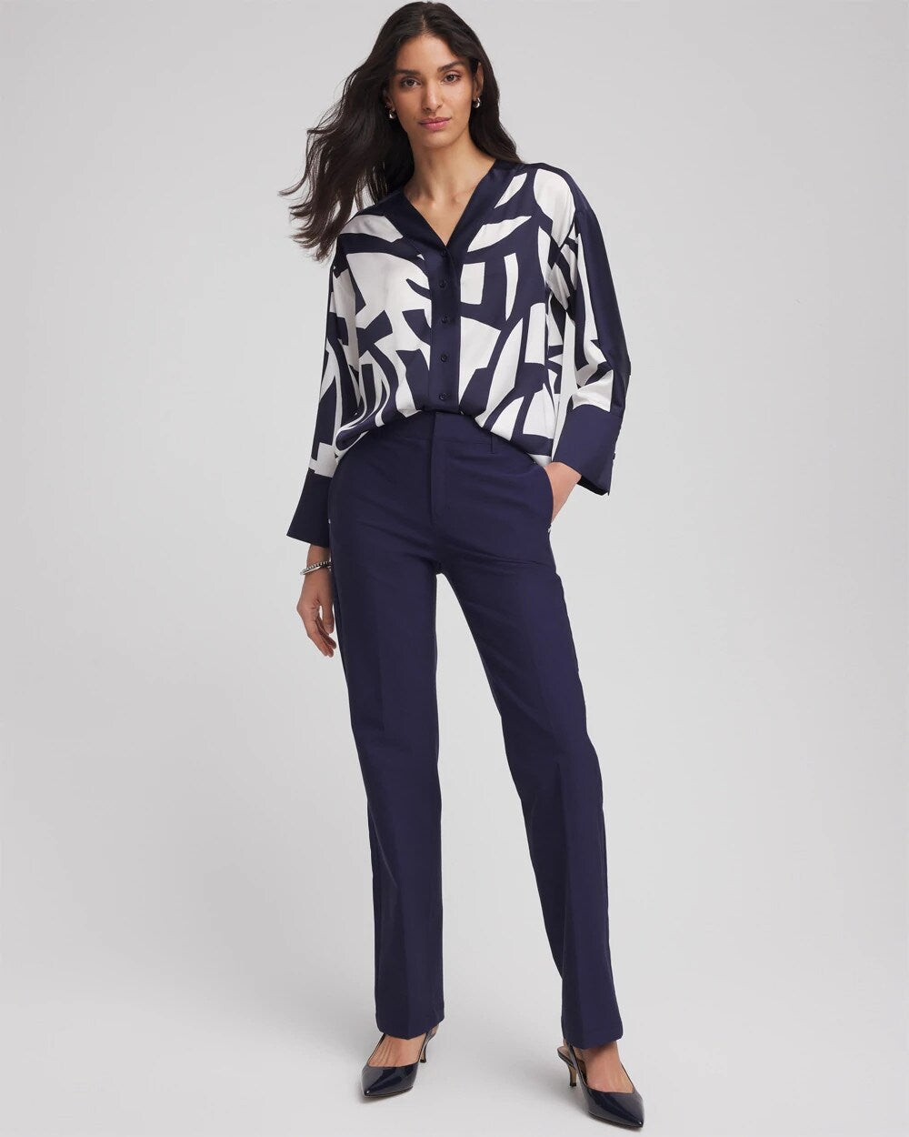 Petite Cotton Straight-Leg Trousers