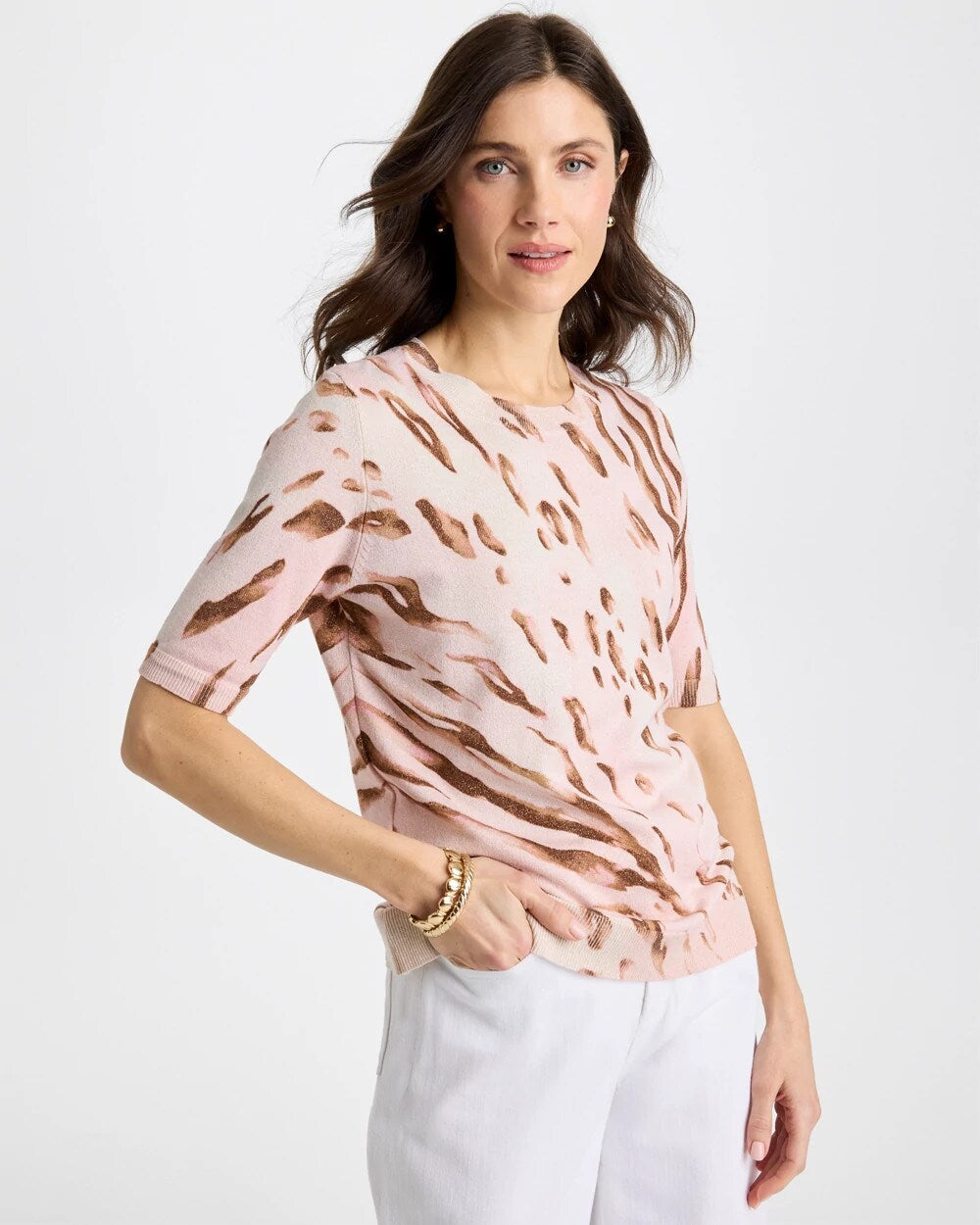 Ella Crewneck Metallic Pullover Sweater