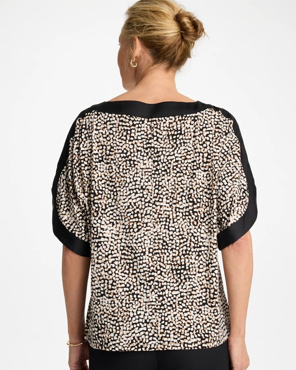 Printed Jersey & Satin Dolman Tee