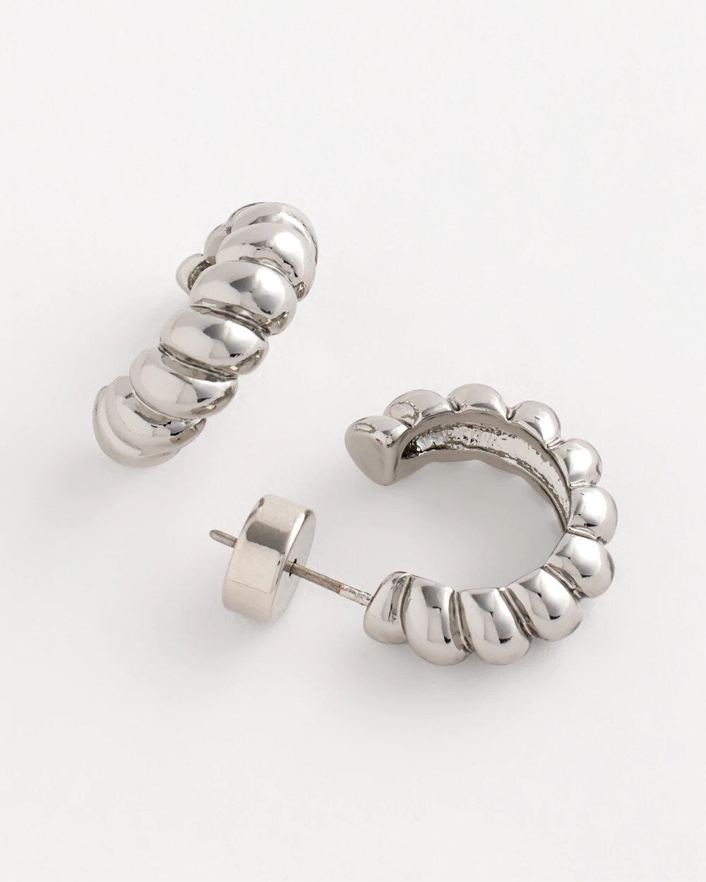 No Droop Silvertone Twisted Hoop Earrings