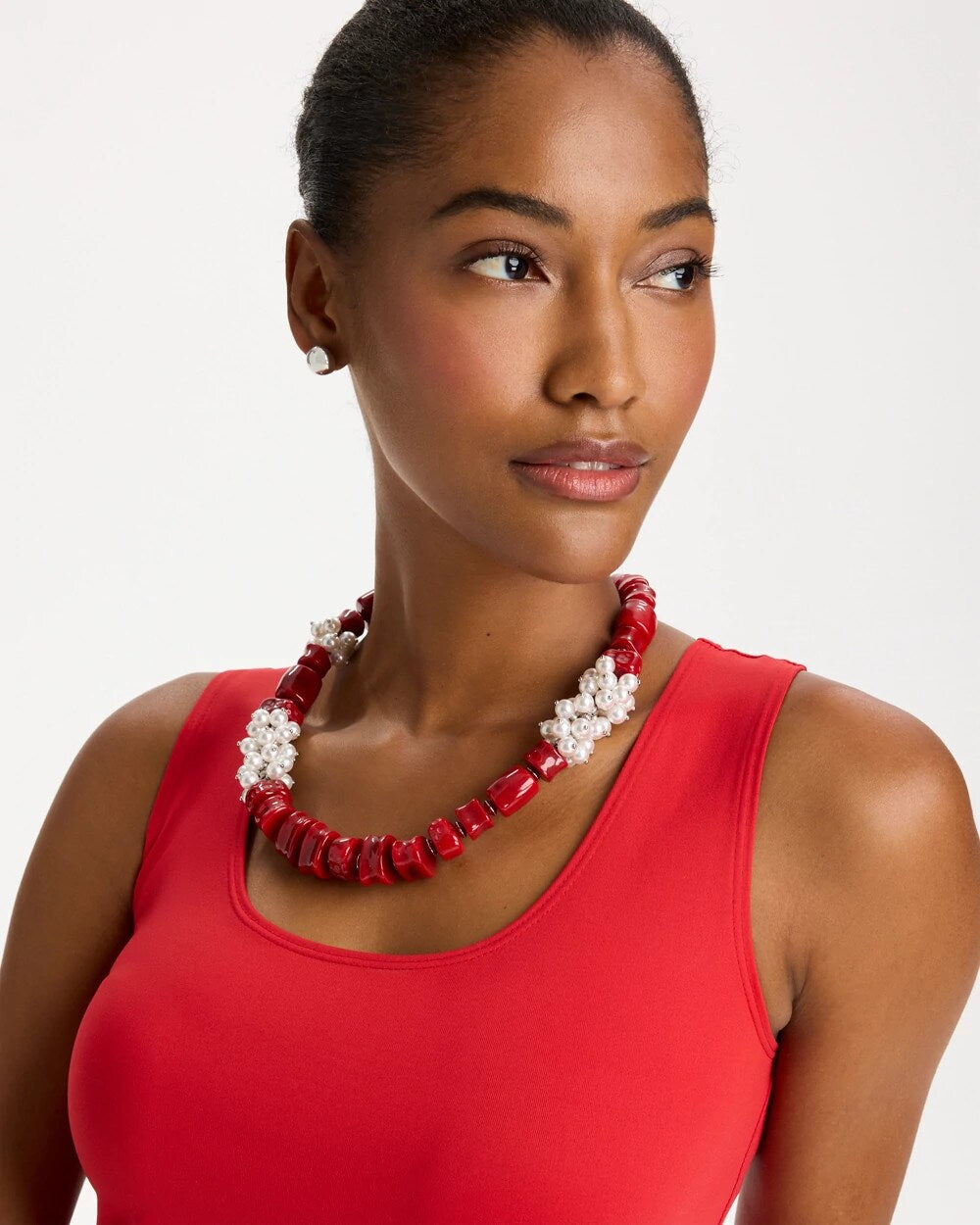 Red Resin Pearlescent Short Necklace