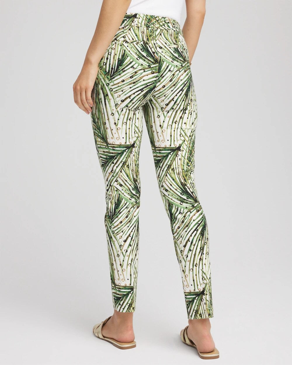Brigitte Slim Ankle Palm-Print Pants