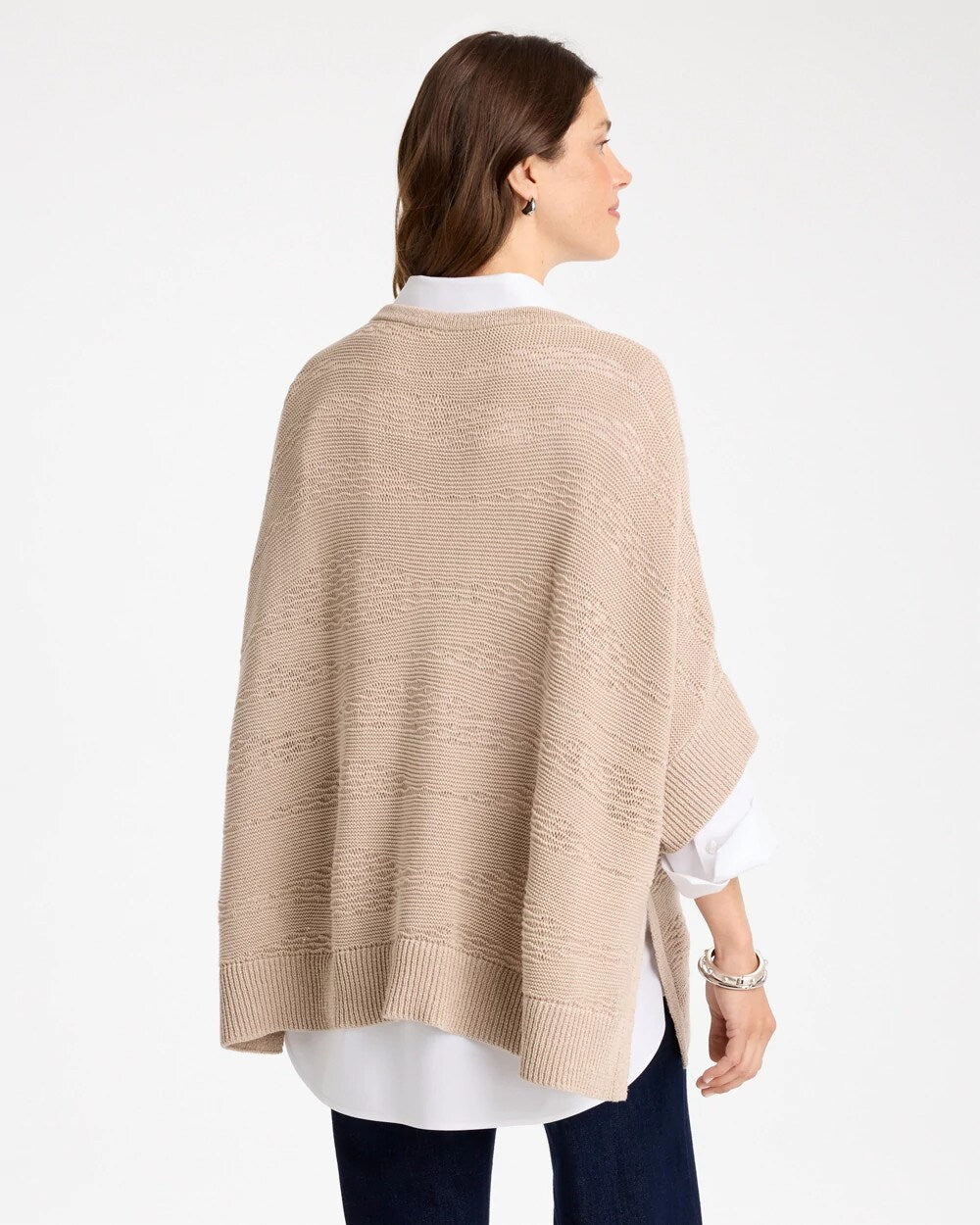 Cotton-Blend Sweater Poncho
