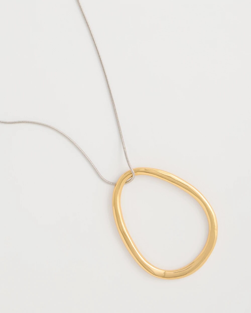 Mixed Metal Circle Pendant Necklace