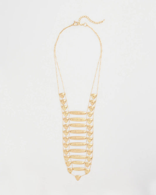 Golden Textured Bib Necklace
