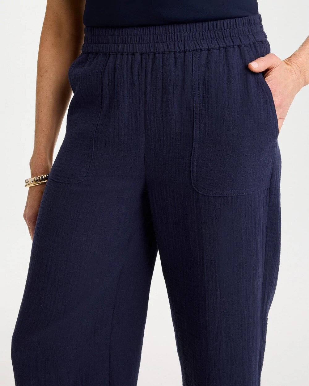 Cotton Gauze Tapered Crop Pant