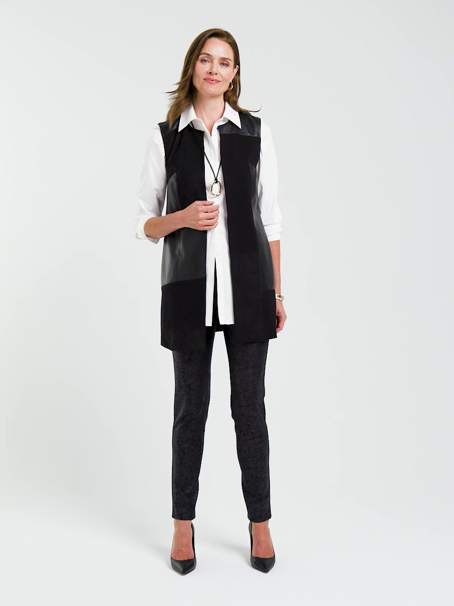 Faux Suede Ponte Long Vest