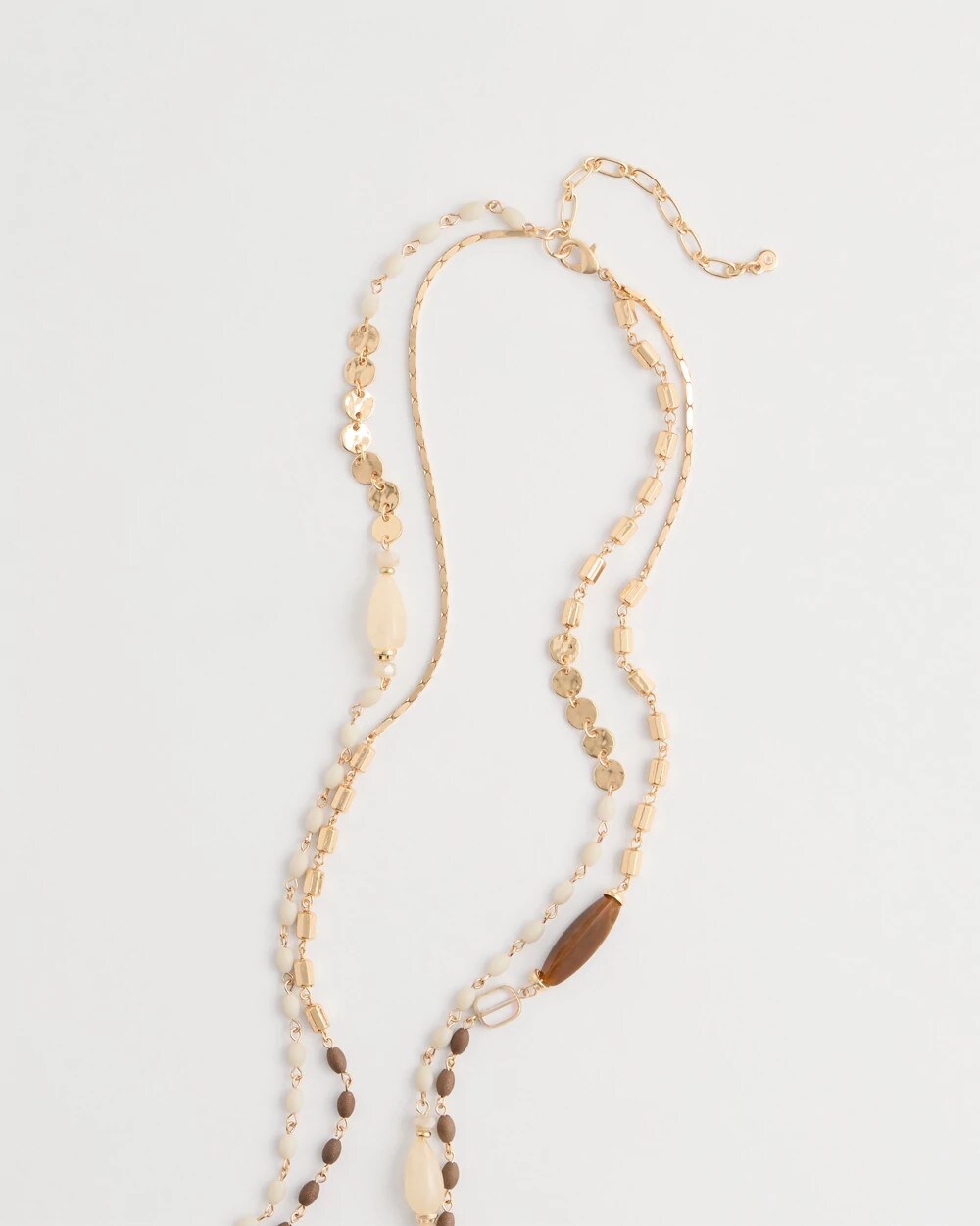 White Cognac Double-Strand Necklace
