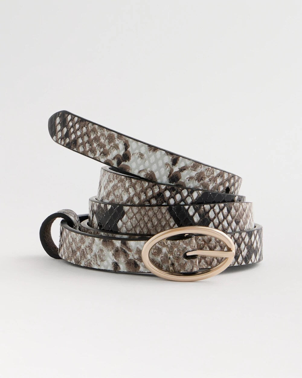 Skinny Leather Python Belt