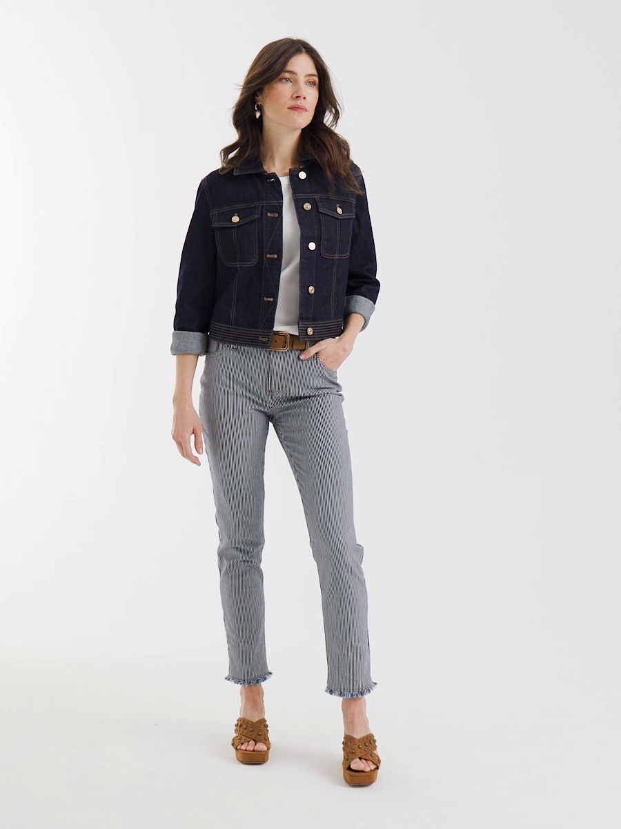 Pinnacle Stripe Girlfriend Ankle Jeans