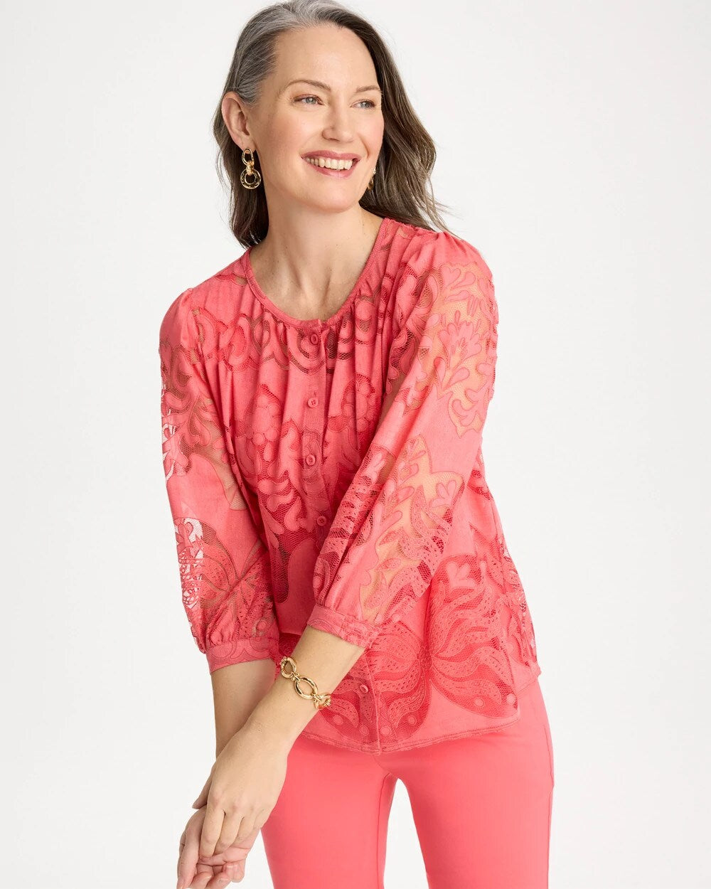 Lace Burnout Blouse