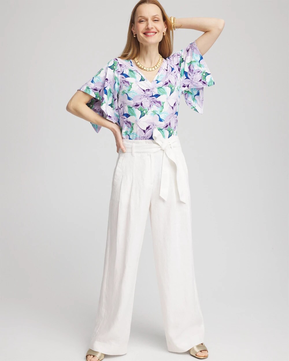 Touch of Cool Lily Handkerchief-Sleeve V-Neck Tee
