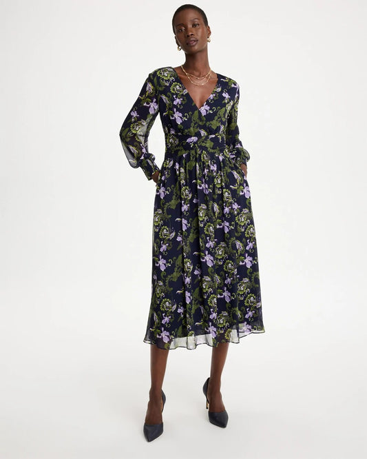 Crinkle Chiffon Surplice Maxi Dress