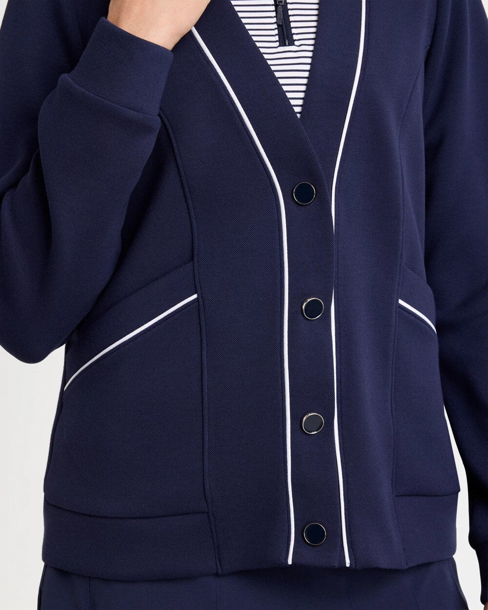 Zenergy Soft Pique Button-Down Cardigan