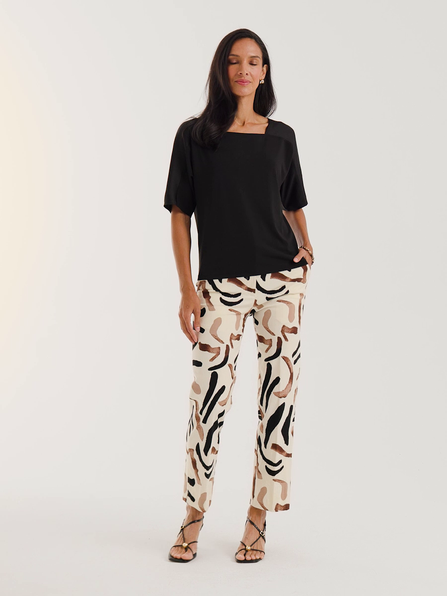 Emme Slim Island Print Straight Crop Pants