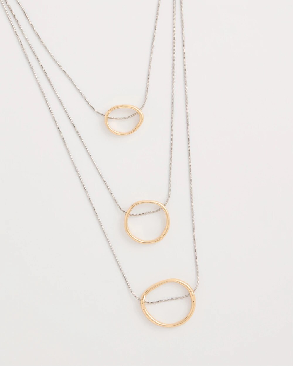 Mixed Metal Triple Circle Pendant Necklace