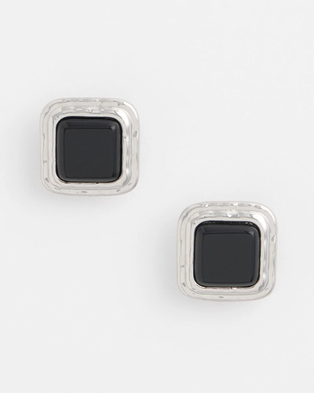 No Droop Onyx Square Clip-On Earrings