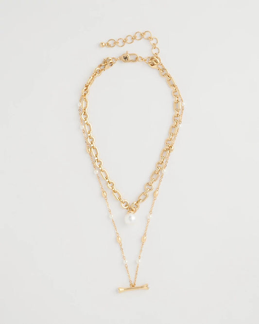 Toggle Bar Pearl Pendant Necklace